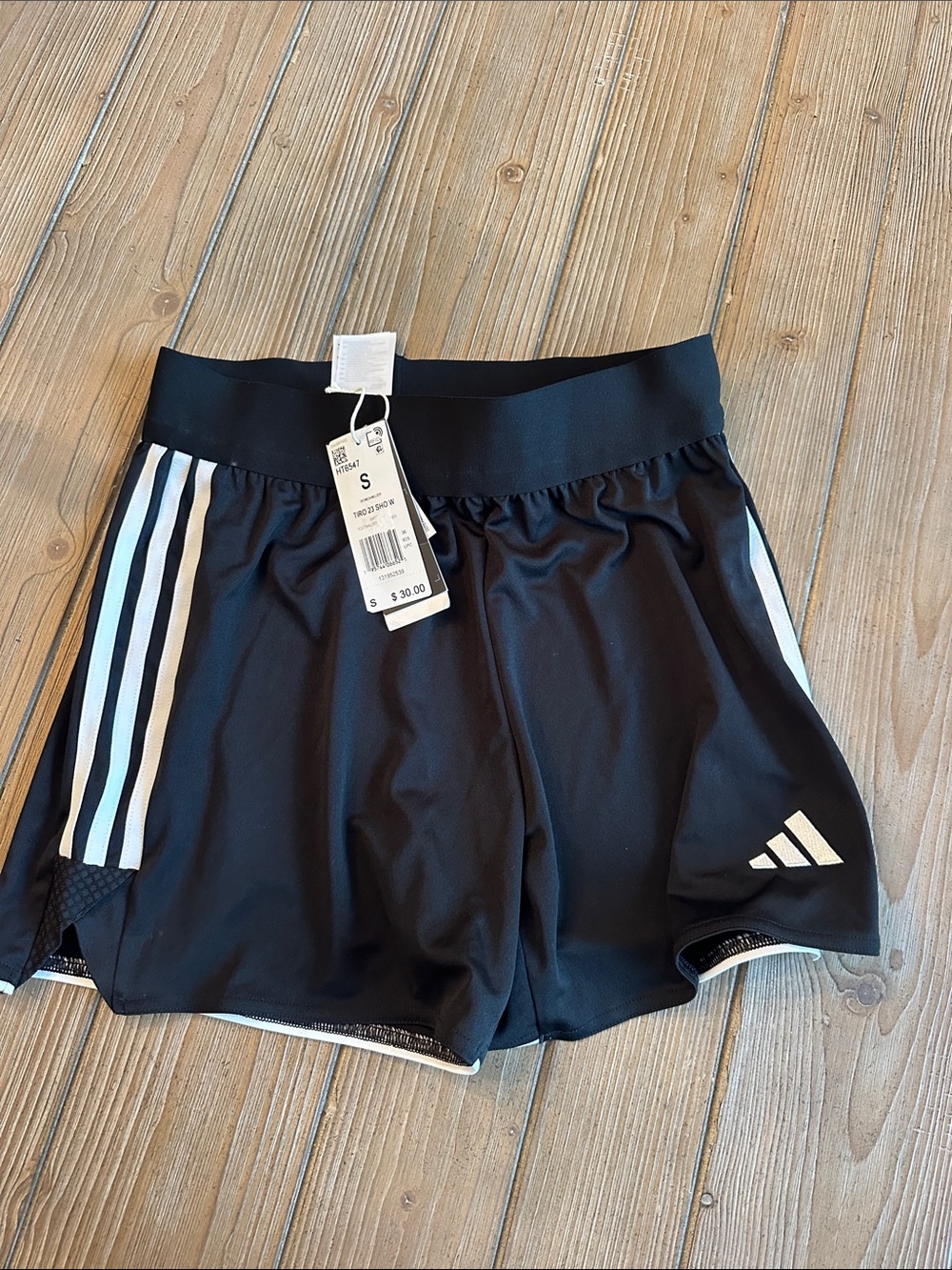adidas Black Athletic Shorts with White Stripe Accents
